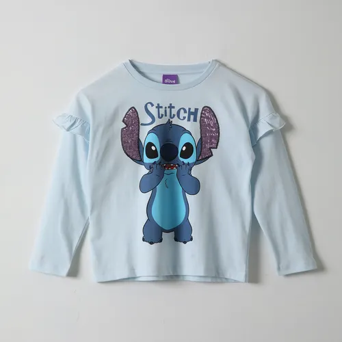 Polera Manga Larga Niña Lilo & Stitch Celeste Disney