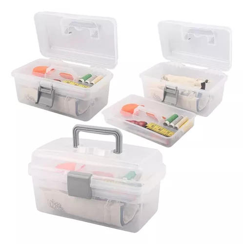 Utoolmart - Caja organizadora, de plástico ABS, con divisores multiusos,  transportable, con mango, para almacenamiento, bandeja extraíble, 1 pieza