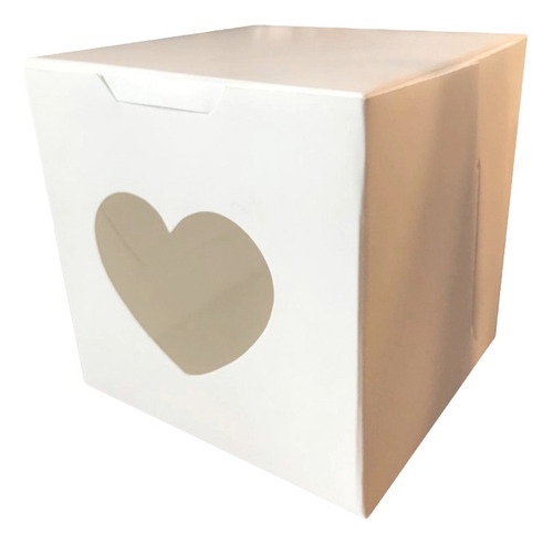 Caja Cubo 10x10 Con Ventana Corazon