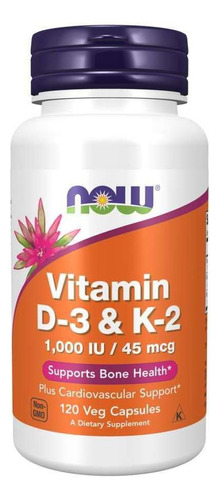 Vitamina D3 & K2 Now 1000 Iu 45mcg 120 Cápsulas Sabor Sin Sabor