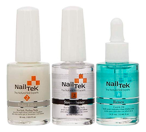 Nail Tek Restauração Unhas Danificadas Kit 3 Em 1 15ml