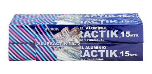 4 Pack Papel Aluminio Alupractik 15 Mts Practico Y Funcional