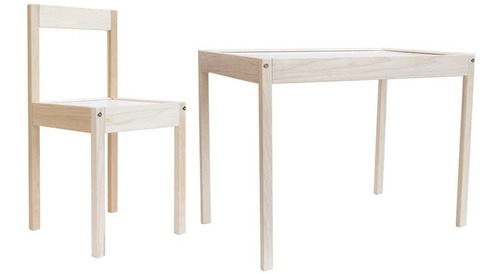 Set Mesa Y Silla Infantil Junior 6 A 12 Años Pizarron Madera Color Madera de Pino