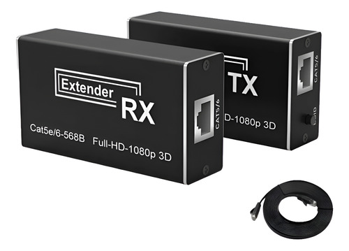 Extensor De Hdmi Adaptador Cat5e/6/7 60m Full Hd 1080p 3d