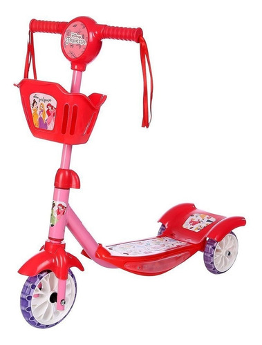 Patinete Infantil Musical Luz Led Cestinha Disney Princesas