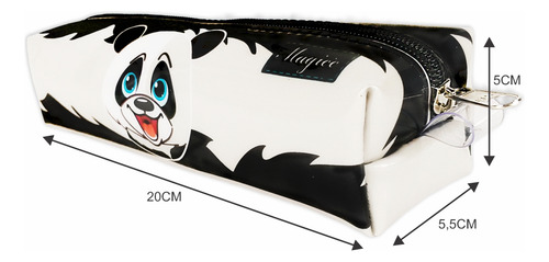Kit Infantil Panda Feminino Bolsa e Estojo Ursinho Magicc Bolsas Cor Estampado