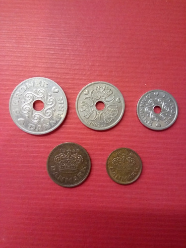 Lote De 5 Monedas De Dinamarca Diferentes Años