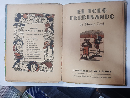 El Toro Ferdinando Munro Leaf Ilustrado Walt Disney Tor 1942 (Usado)