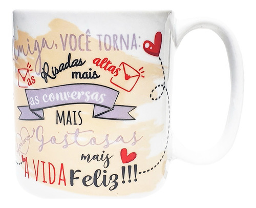 Caneca Personalizada De Porcelana Grande Amiga + Cx Presente