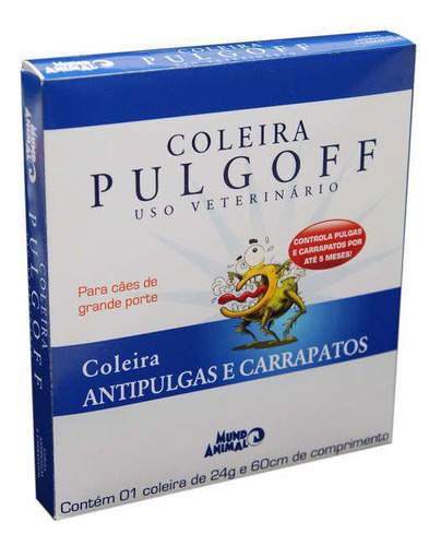 Coleira Antipulgas Pulgoff - Proteção 5 Meses, Azul, P/m/g