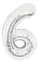Comprar Globos Metalicos Numero Gigantes 80 Cm Plata Seis 6 Fiesta