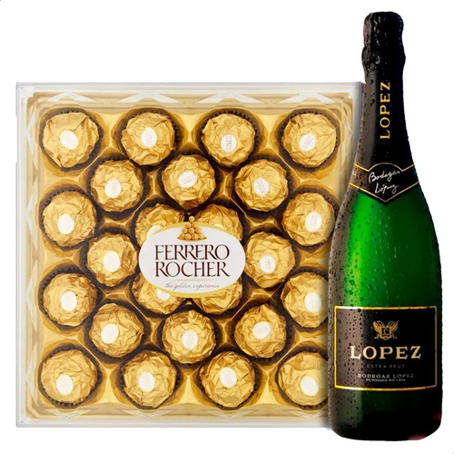 Chocolates Ferrero Rocher + Espumante Lopez - San Valentin