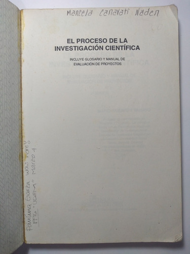 El Proceso De La Investigación Científica , Mario Tamayo Y T (Usado)