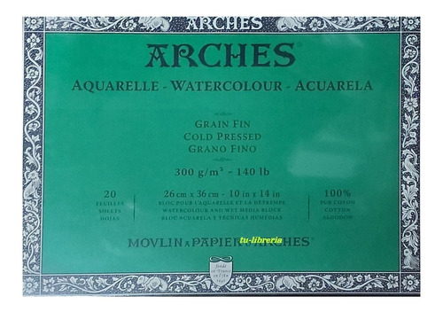 Canson Arches Block Acuarela 26x36 Cm 20 Hs 300 Grs Fino