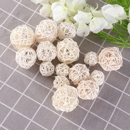 Villcase Bolas Decorativas De Ratán, 15 Bolas De Mimbre De R