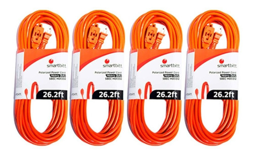 Smartbitt Kit De 4 Extensiones De Uso Rudo De 8 Mts Color Naranja
