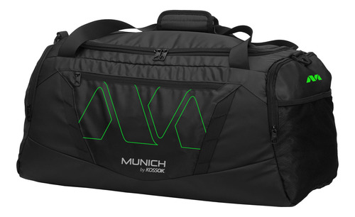 Bolso Deportivo Munich Recco Liviano Grande Reforzado Gym Color Negro