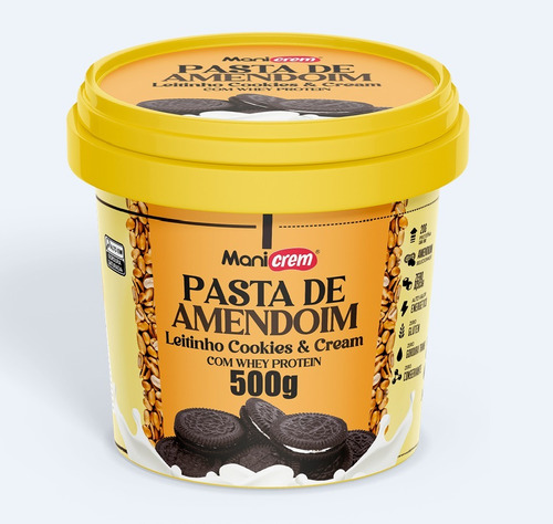 Pasta De Amendoim Leitinho Cookies Cream Whey 500g Manicrem