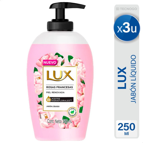 Jabon Liquido Lux Rosas Francesas Sin Parabenos Pack X3