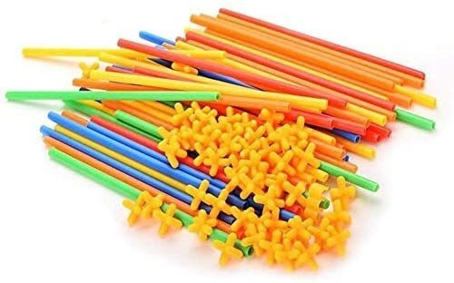 MUMAX Building Construction Toys 100 pcs Safe Straws and Connectors Set Fun Educational Construction Blocks Best Gift for Kids Boys and Girls
