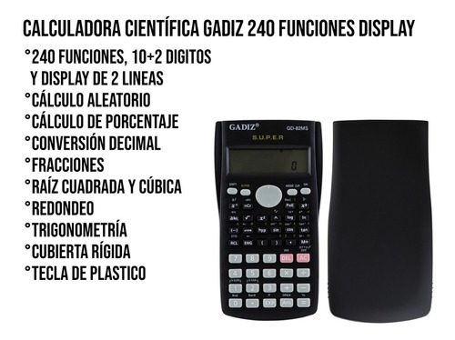 Imagen 9 de 10 de Calculadora Científica Gadiz Gd-82ms 240 Funciones Display