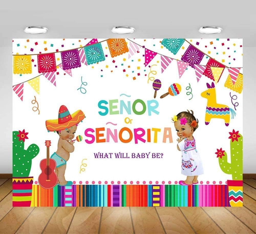 Mehofoto Mexican Fiesta Gender Reveal Baby Shower Backdrop S