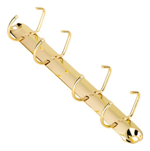 5x Ferragem 4 Argolas 25mmx29cm Dourado P/ 250f Fichário