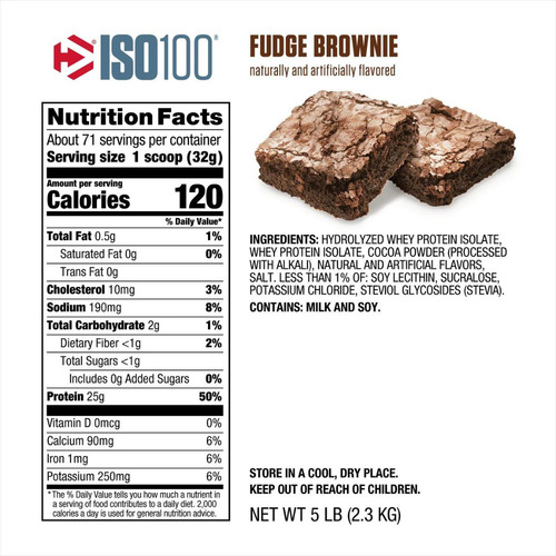 Suplemento Dymatize Whey ISO-100 2.3kg en Polvo Sabor Fudge Brownie