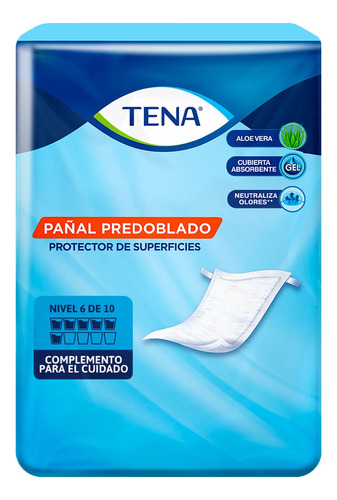 Pañales De Adulto Tena Predoblado X10 Piezas Con Aloe Vera