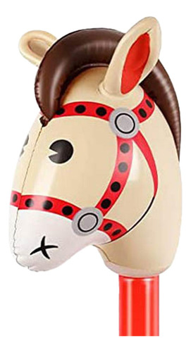 Caballo De Palo Inflable, Globo De Palo Con Cabeza Marrón