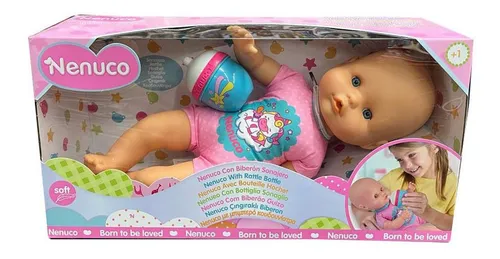 Mu eco Bebe Nenuco 35cm Cuerpo Blando Mamadera Y Sonajero Env o