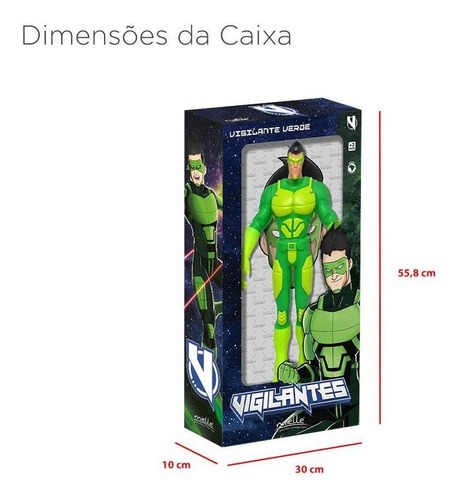 Imagem 4 de 5 de Boneco Articulado Grande Vigilante Verde C/ Máscara Mielle