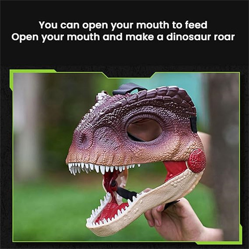 Máscara De Dinosaurio De Plástico Duro Con Mandíbula Móvil,