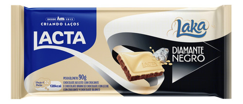 Chocolate ao Leite e Branco Laka Diamante Negro Lacta  pacote 90 g