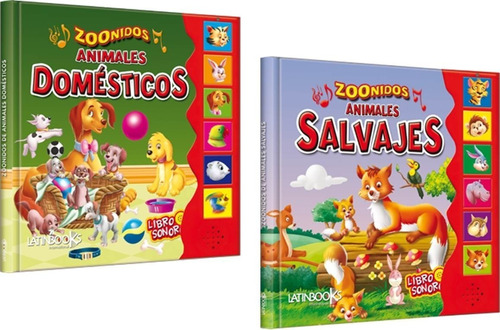 2 Libros Zoonidos Animales Domesticos + Salvajes Sonidos