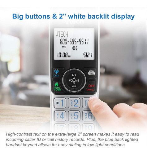 Telefone Sem Fio Vtech Vs112 Dect 6.0 Bluetooth Com Resposta