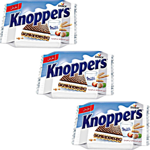 3 Knoppers Wafer Recheado Creme De Leite E Avelãs Importado