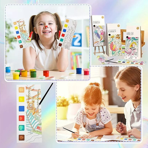 Bloco Para Colorir Aquarela Com Pincel Pintura Com Água Cor sortido