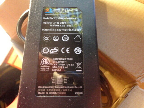 Intertek Switching Power Supply/adapter 100-240v 54v 2.7 Ccj