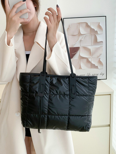 Bolsos De Mano Acolchados De Algodón For Mujer, Otoño-invie