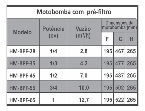 Bomba Com Pré-filtro Henrimar Bpf 45 1/2 Cv 220V