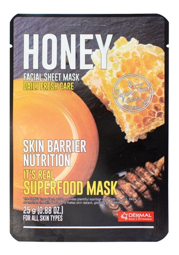 Mascarilla Coreana Dermal It Superfood  Honey 25 Pzs 