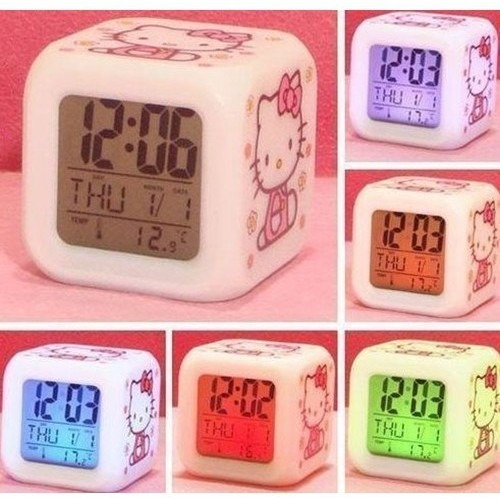 Reloj Despertador Con Luces Led De Hello Kitty