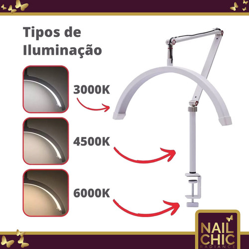 Luminária Arco Meia Lua Com Suporte Para Celular Mesa