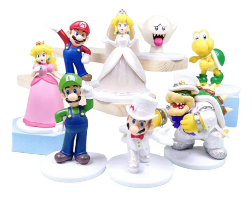 Set Figuras De Mario Peach Bowser Novios Bootleg 