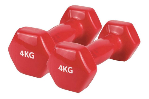 Set 2 Mancuernas De Goma 4kg Pesa Ejercicio Rojo Oferta