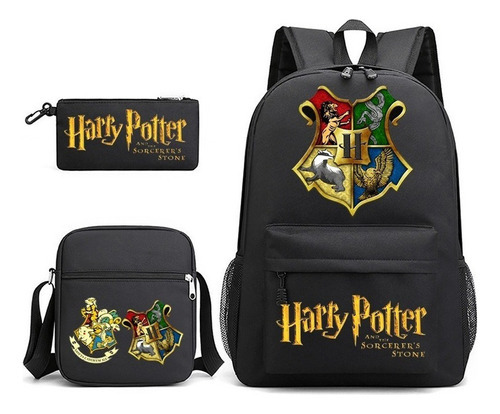 Mochila Escolar Con Estampado De Harry Potter Color 3 Pcs A