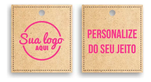 500 Tags Kraft Personalizadas 4,5x5cm Frente/verso Colorida 