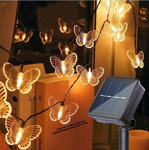 6.5m 30 Led Impermeable 8 Modo Solar Sensor Mariposa Luces 