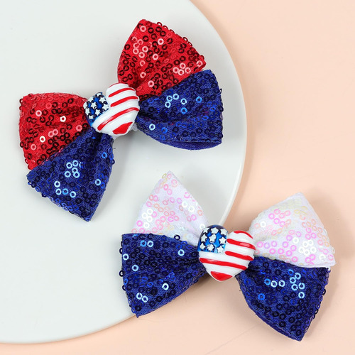Clips De Proa Del Cabello 4 De Julio Bows Para Niñas Para Ni